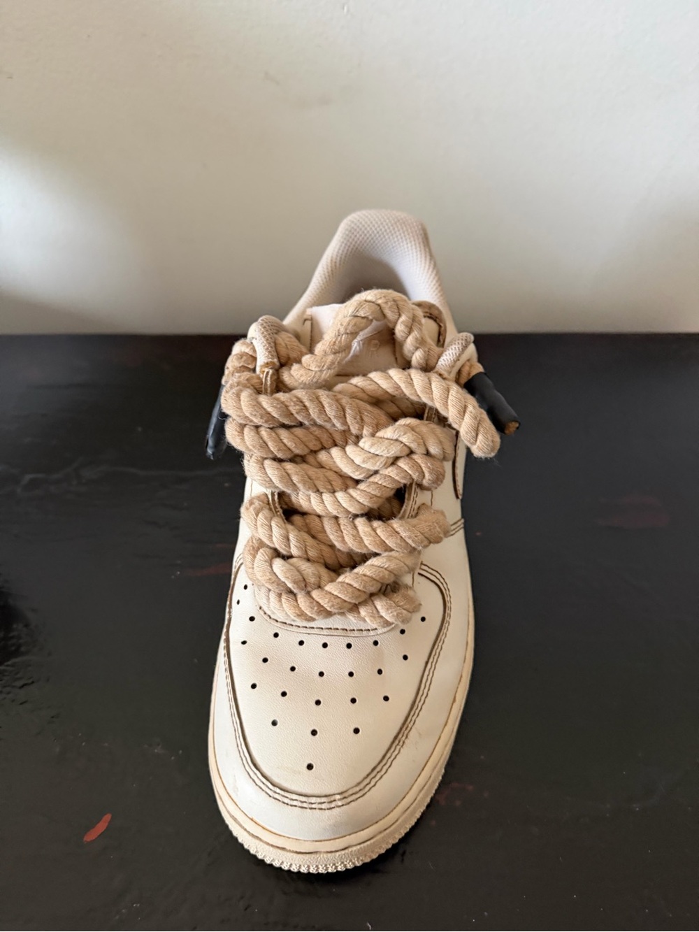 Custom Nike Women's Cream Low-Top Sneakers